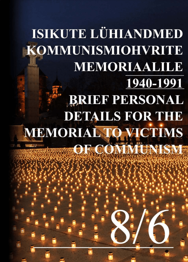 Raamat "Isikute lühiandmed kommunismiohvrite memoriaalile 1940-1991"